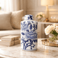 Sculptures & Figurines Magnolia Jar - Blue/White - Daamaira Home and Living Ltd