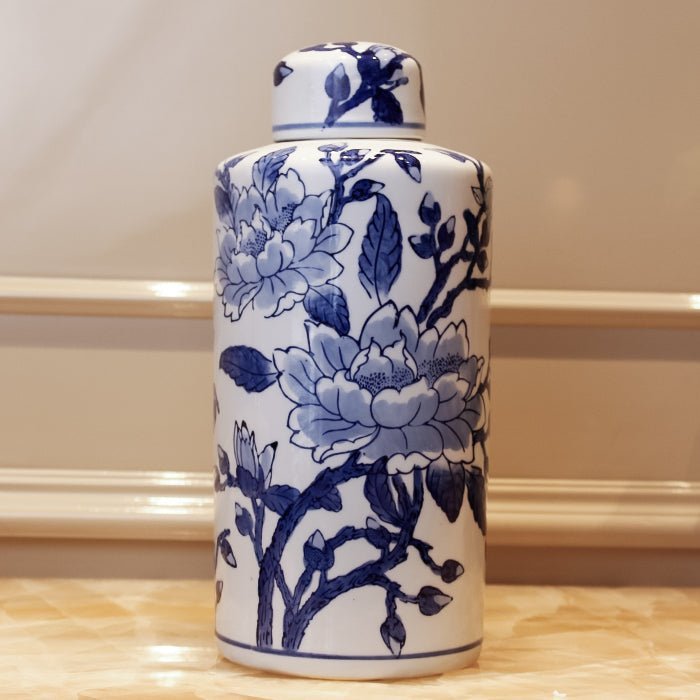 Sculptures & Figurines Magnolia Jar - Blue/White - Daamaira Home and Living Ltd