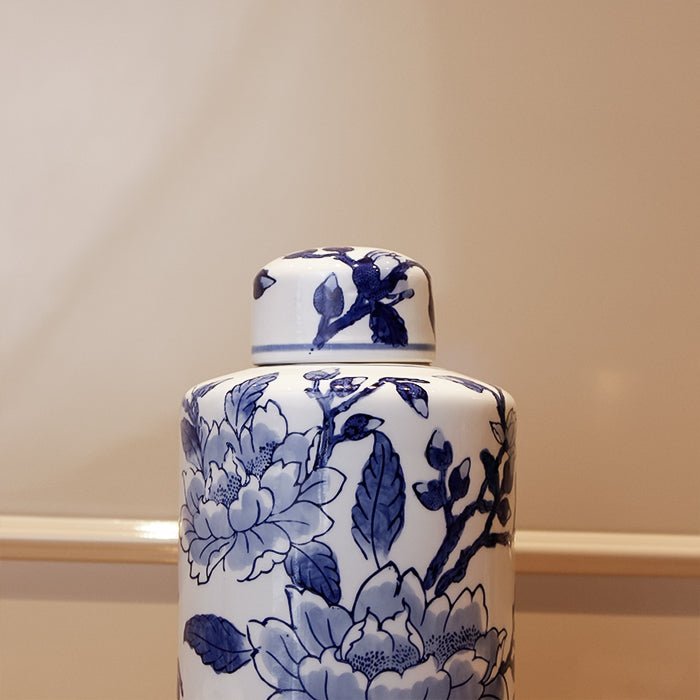 Sculptures & Figurines Magnolia Jar - Blue/White - Daamaira Home and Living Ltd
