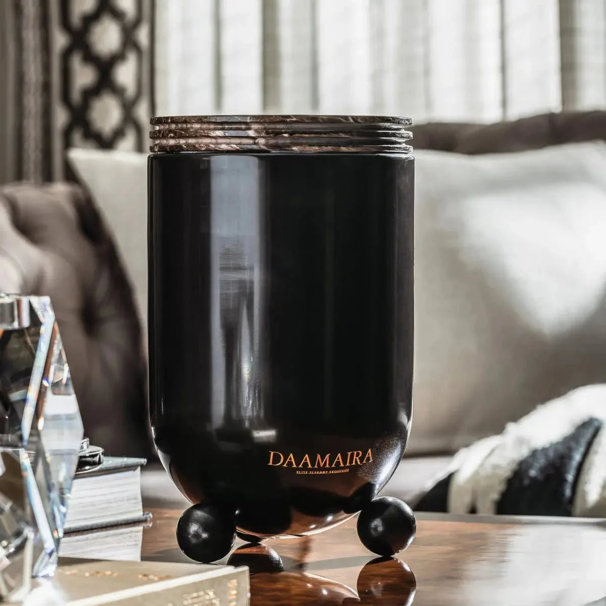 Vases Marble & Brass Tall Flower Vase - Daamaira Home and Living Ltd