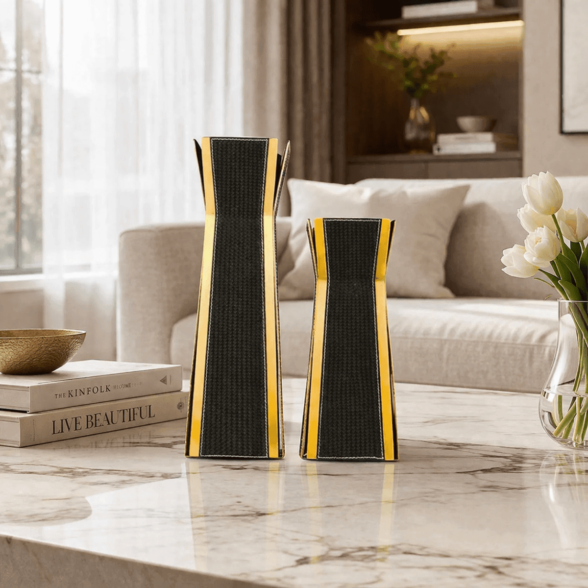 Vases Nordic Flower Vase – Dark Brushed Gold Small - Daamaira Home and Living Ltd