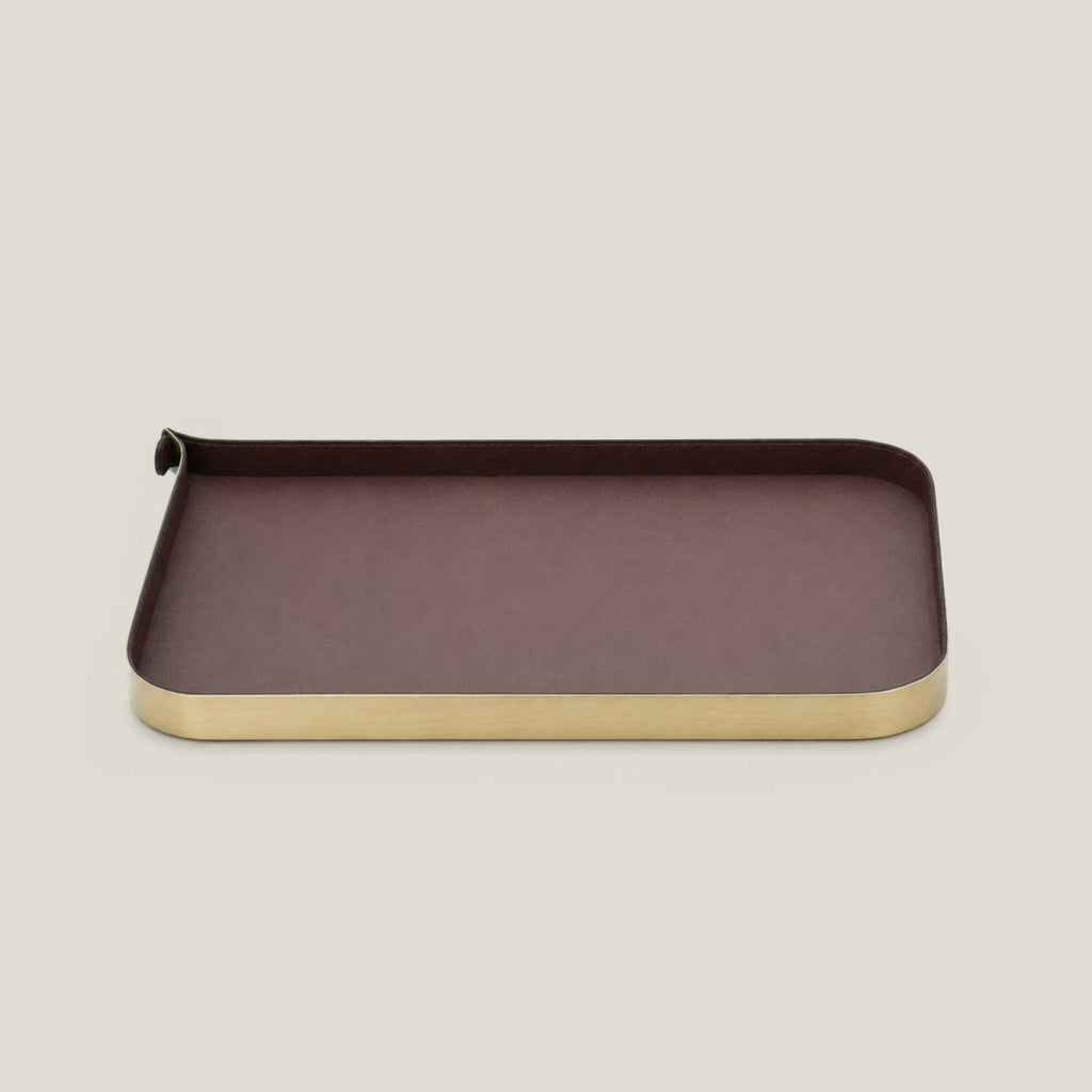 Organiser Tray Nordic Vanity/Serving Tray - Brush Gold And Brown Small - Daamaira Home and Living Ltd