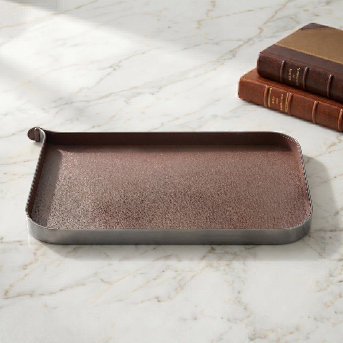 Organiser Tray Nordic Vanity/Serving Tray - Smoke Grey And Brown Large - Daamaira Home and Living Ltd