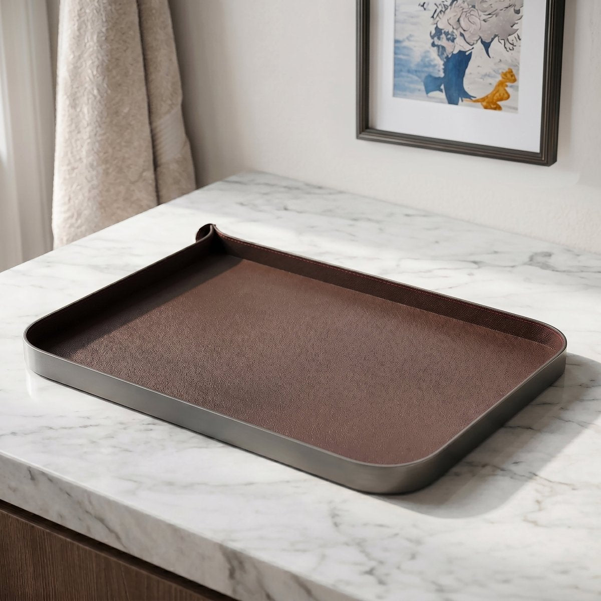 Organiser Tray Nordic Vanity/Serving Tray - Smoke Grey And Brown Large - Daamaira Home and Living Ltd