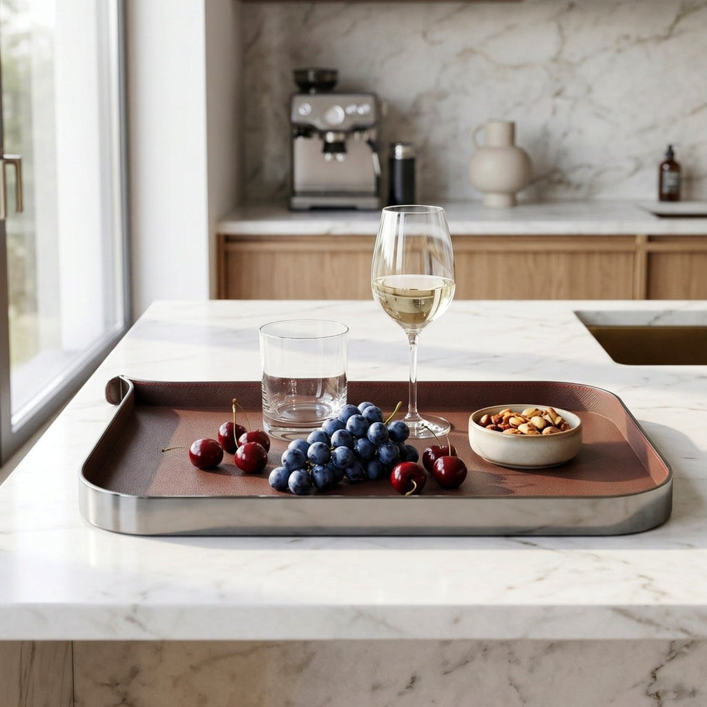 Organiser Tray Nordic Vanity/Serving Tray - Smoke Grey And Brown Large - Daamaira Home and Living Ltd