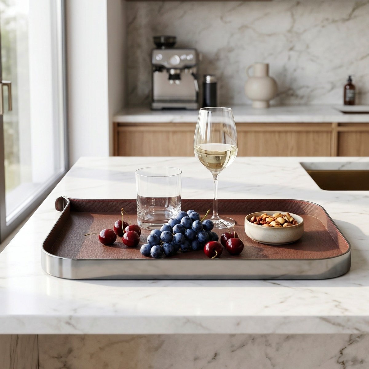 Organiser Tray Nordic Vanity/Serving Tray - Smoke Grey And Brown Large - Daamaira Home and Living Ltd