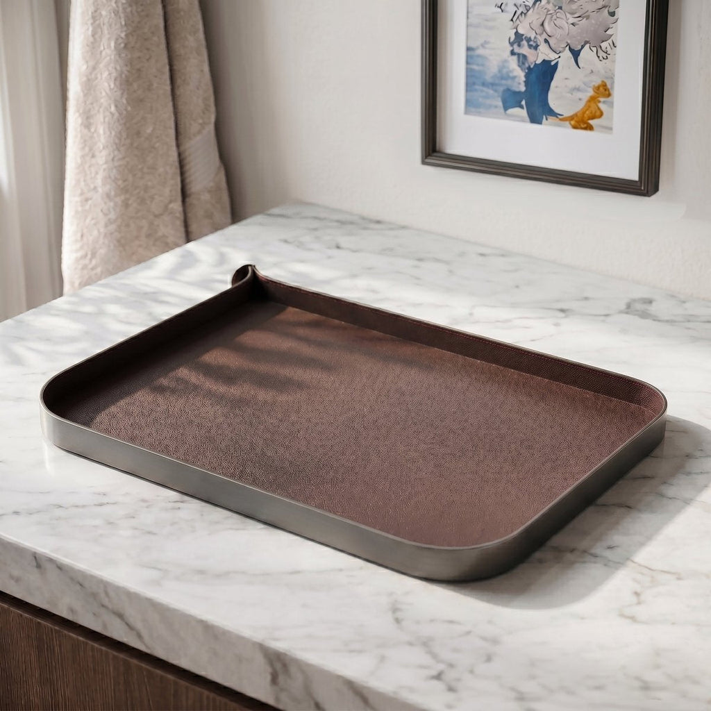 Organiser Tray Nordic Vanity/Serving Tray - Smoke Grey And Brown Small - Daamaira Home and Living Ltd