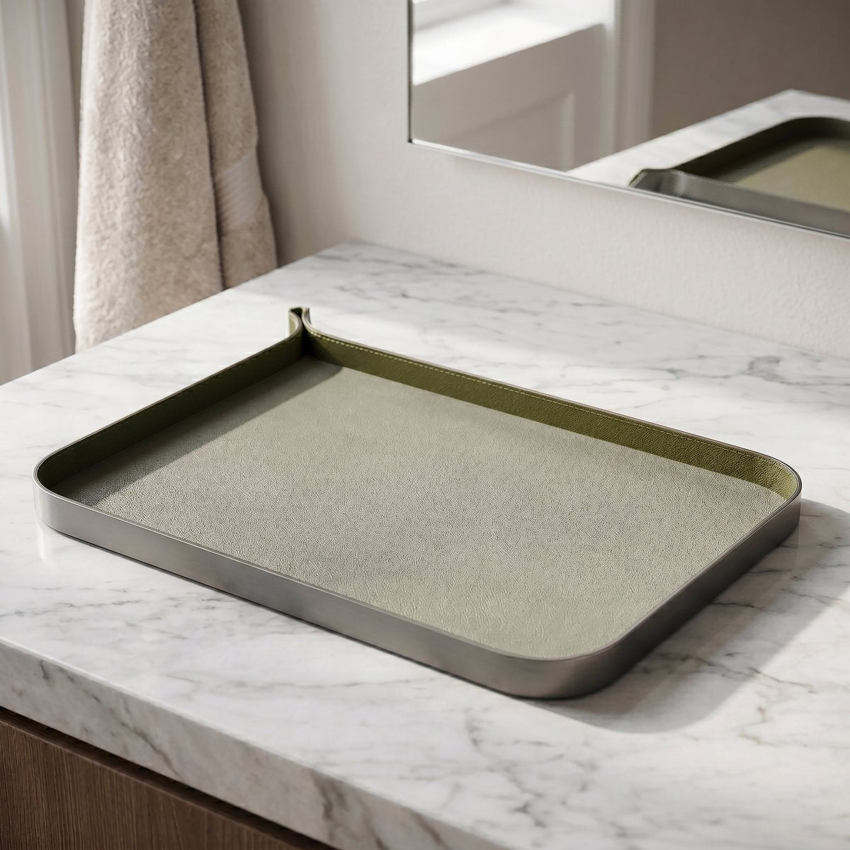Organiser Tray Nordic Vanity/Serving Tray - Smoke Grey And Olive Green Large - Daamaira Home and Living Ltd