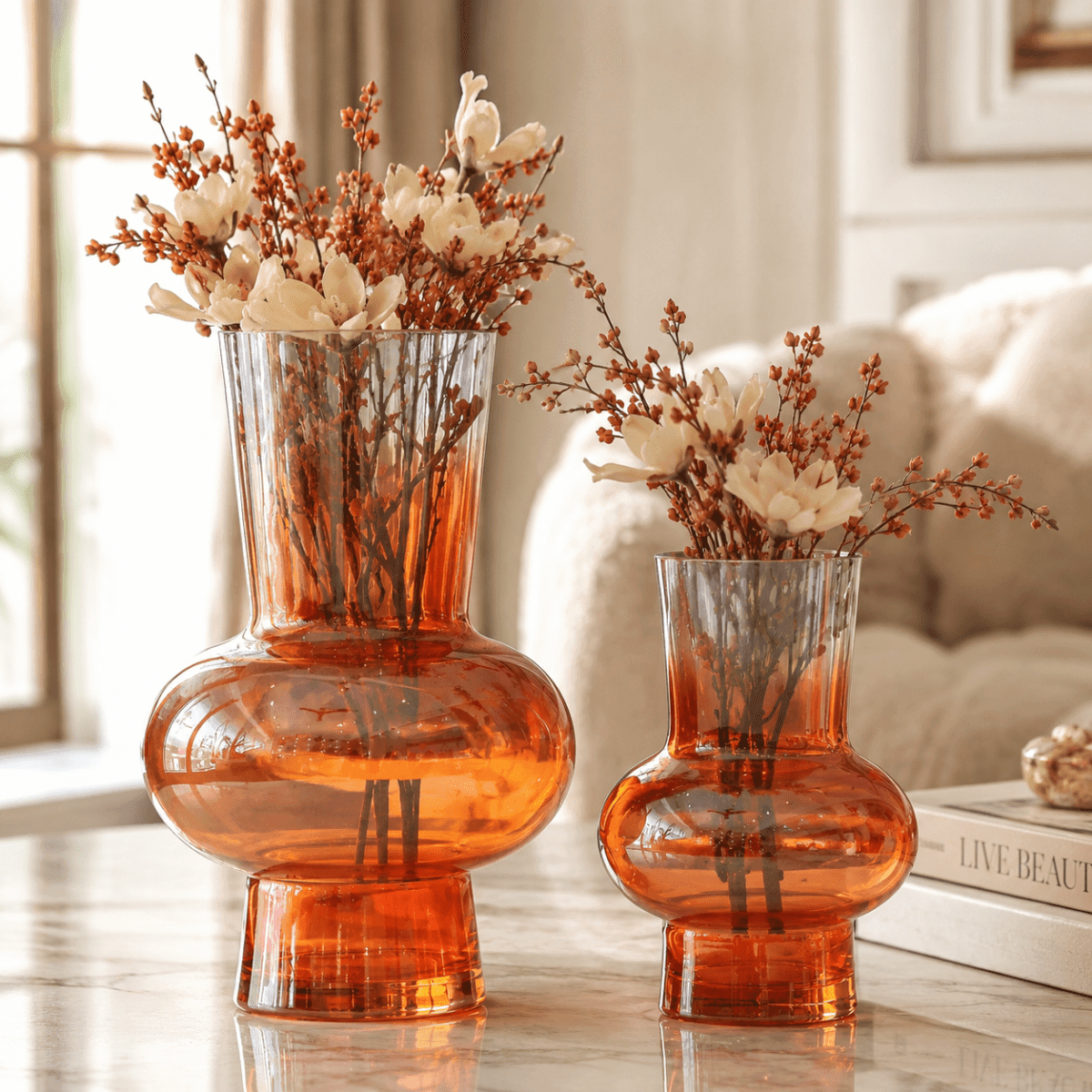 🎁 Orange Ombre Flower Vase - Daamaira Home and Living Ltd