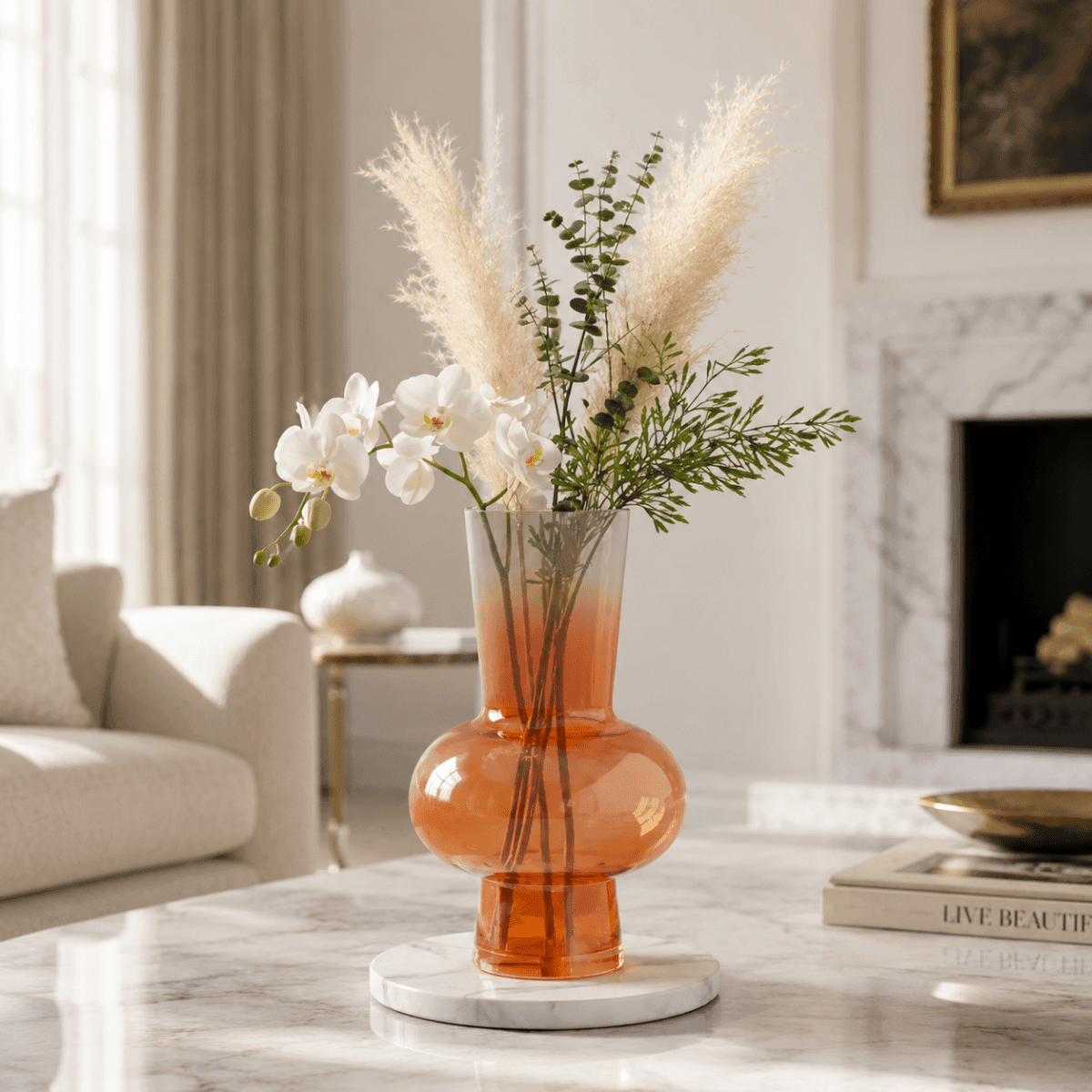🎁 Orange Ombre Tall Flower Vase - Daamaira Home and Living Ltd