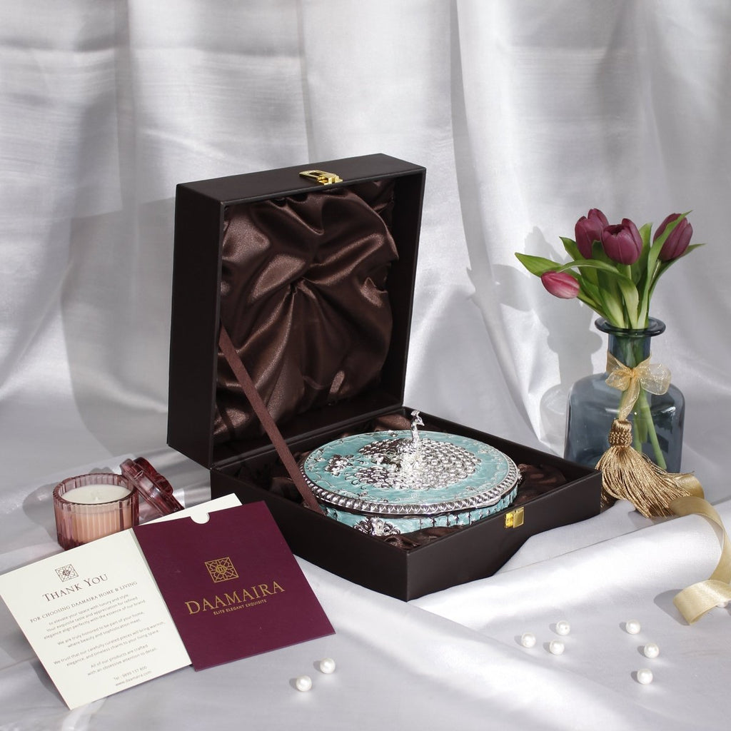 Peacock Dry Fruit Box with Lid – 20 cm - Daamaira Home and Living Ltd