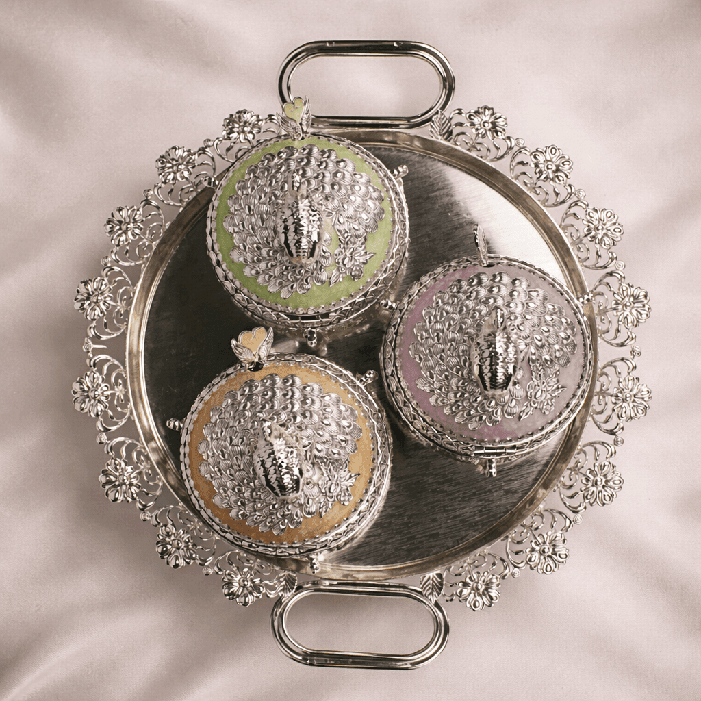 Peacock Jar Set with Serving Tray - Daamaira Home and Living Ltd