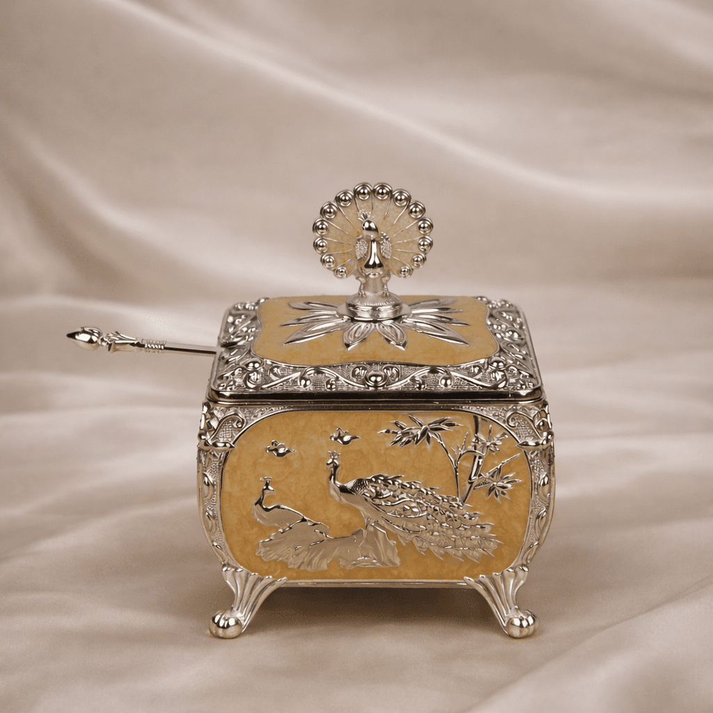Peacock Sugar Pot with Spoon - Daamaira Home and Living Ltd