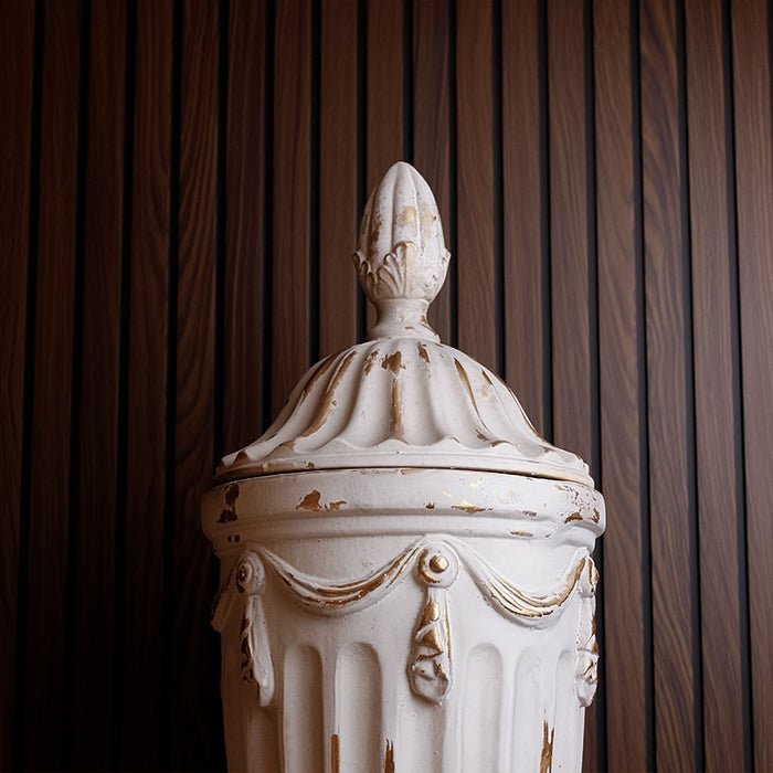 Sculptures & Figurines Pedestal Vase with Lid - Daamaira Home and Living Ltd