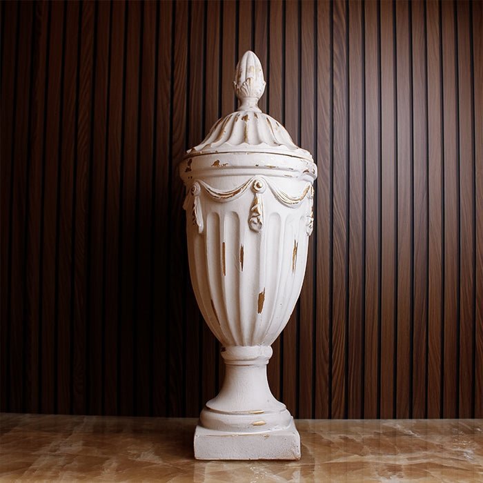 Sculptures & Figurines Pedestal Vase with Lid - Daamaira Home and Living Ltd
