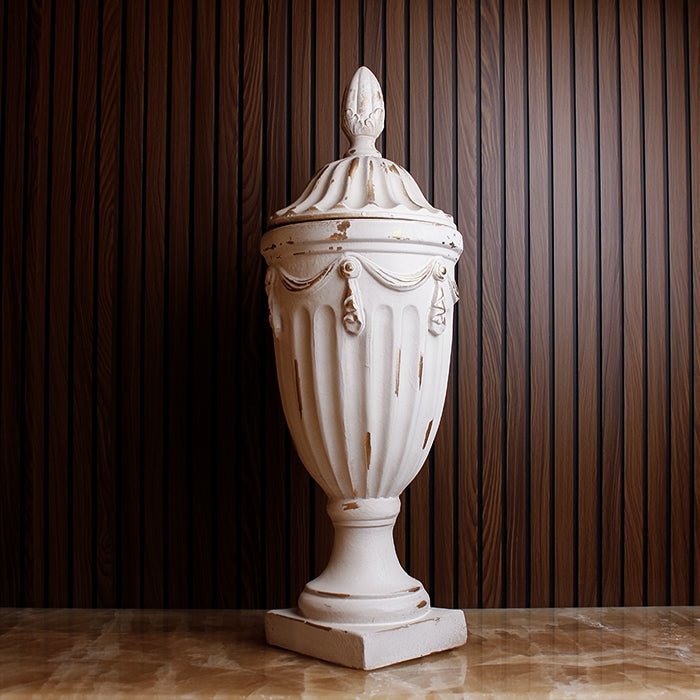 Sculptures & Figurines Pedestal Vase with Lid - Daamaira Home and Living Ltd