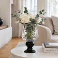 Vases Radiant Clear Vase With Black Base - Daamaira Home and Living Ltd