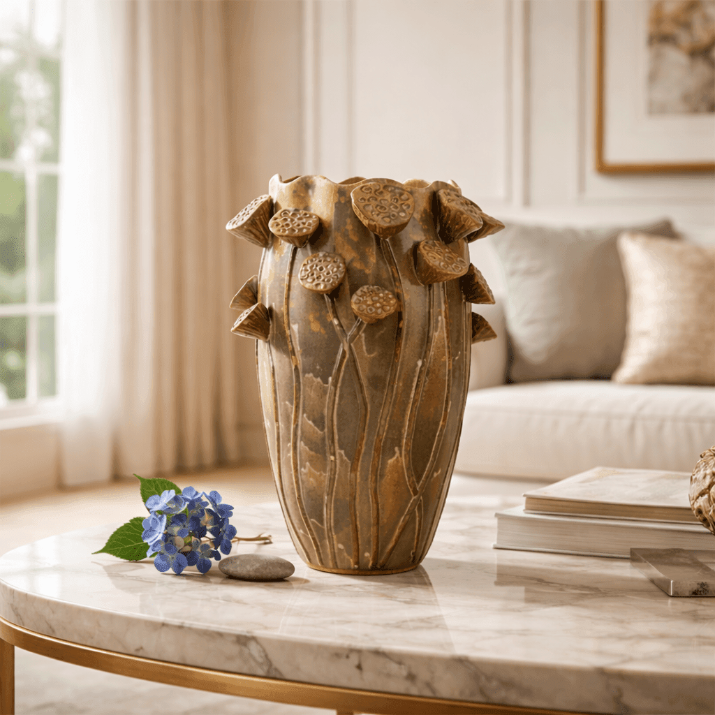 Sculptures & Figurines Reactive Glazed Vase - Large - Daamaira Home and Living Ltd