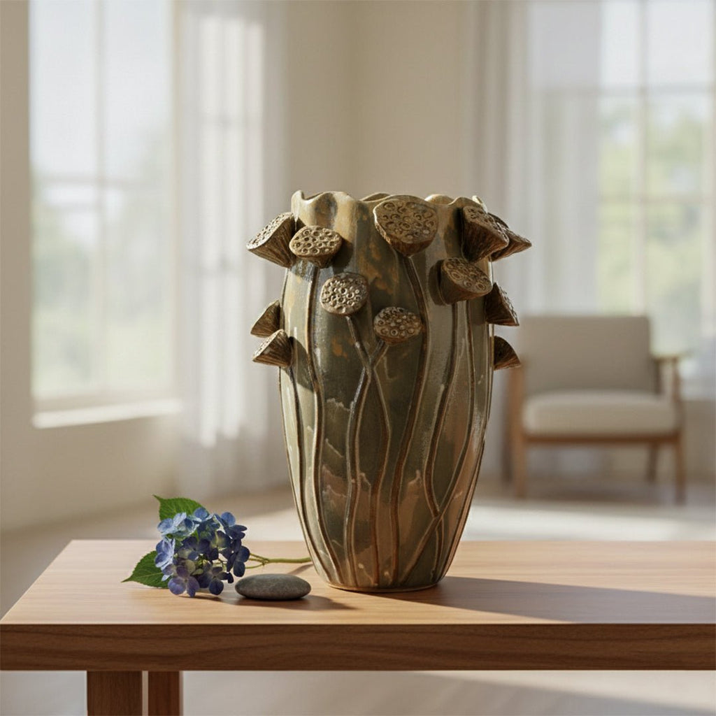 Sculptures & Figurines Reactive Glazed Vase - Large - Daamaira Home and Living Ltd