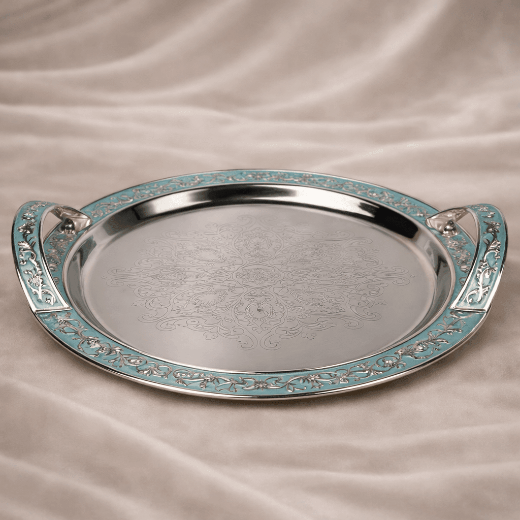 Round Serving Tray with Handle - Daamaira Home and Living Ltd