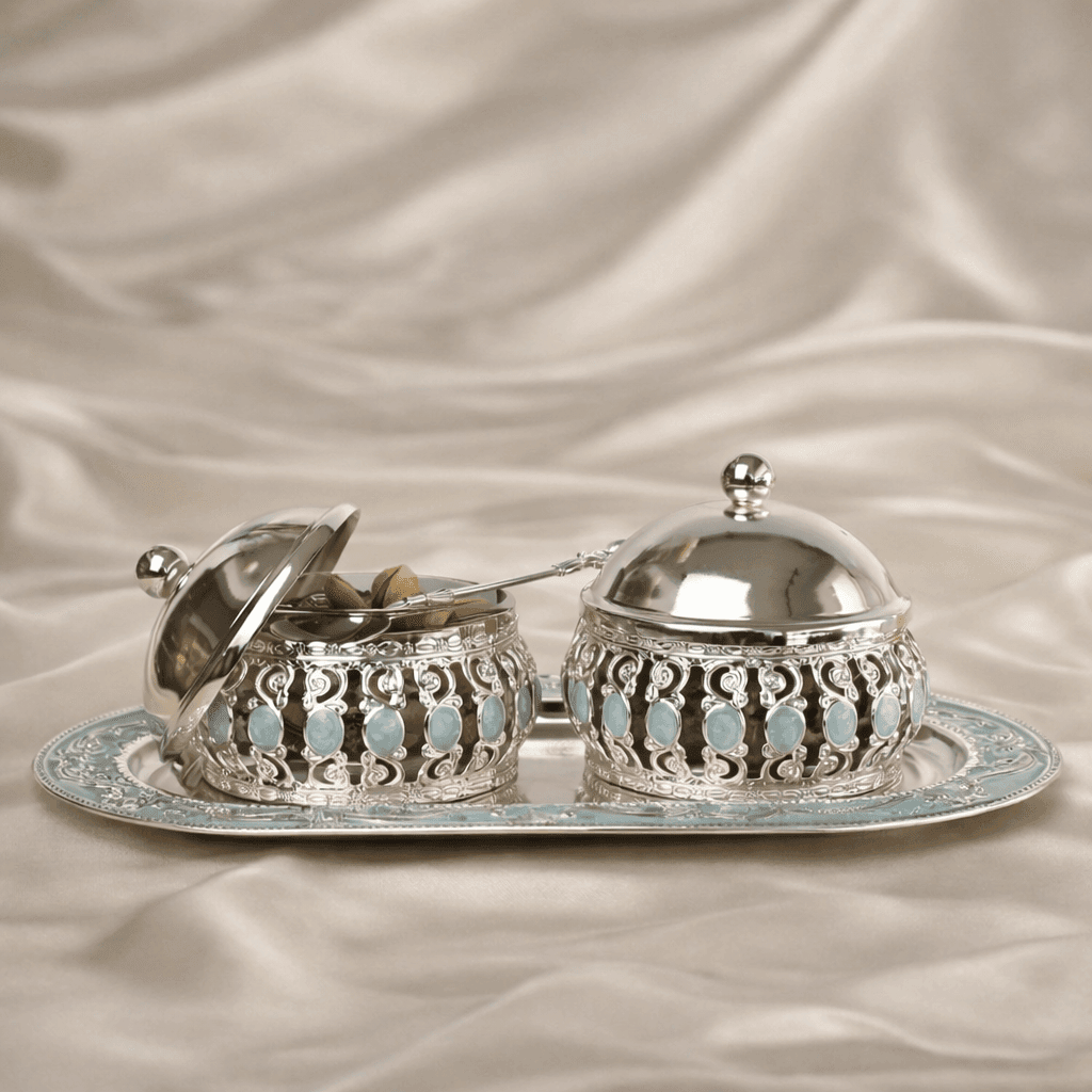 Royal Crystal Accent Dry Fruit Set with Tray (11 x 10 cm) - Daamaira Home and Living Ltd