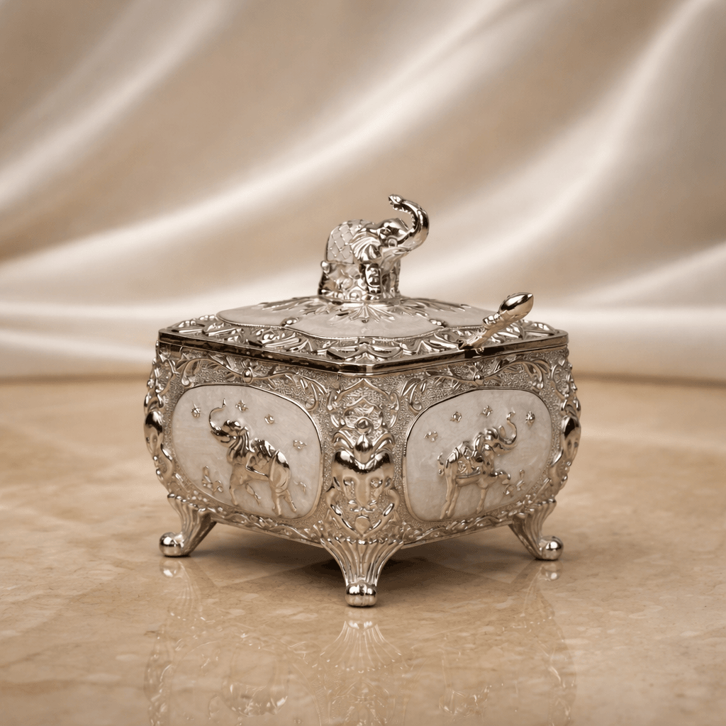 Royal Elephant Dry Fruit Storage Box (11 x 12 cm) - Daamaira Home and Living Ltd