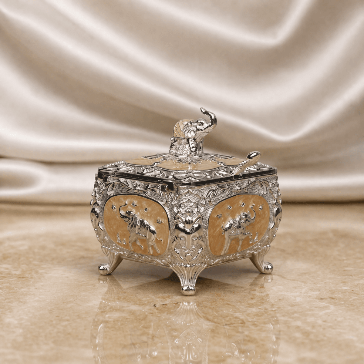 Royal Elephant Dry Fruit Storage Box (11 x 12 cm) - Daamaira Home and Living Ltd