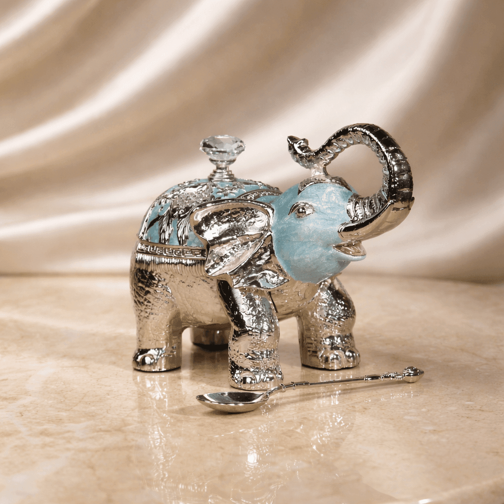 Royal Elephant Sugar Pot with Spoon (11 x 12 cm) - Daamaira Home and Living Ltd