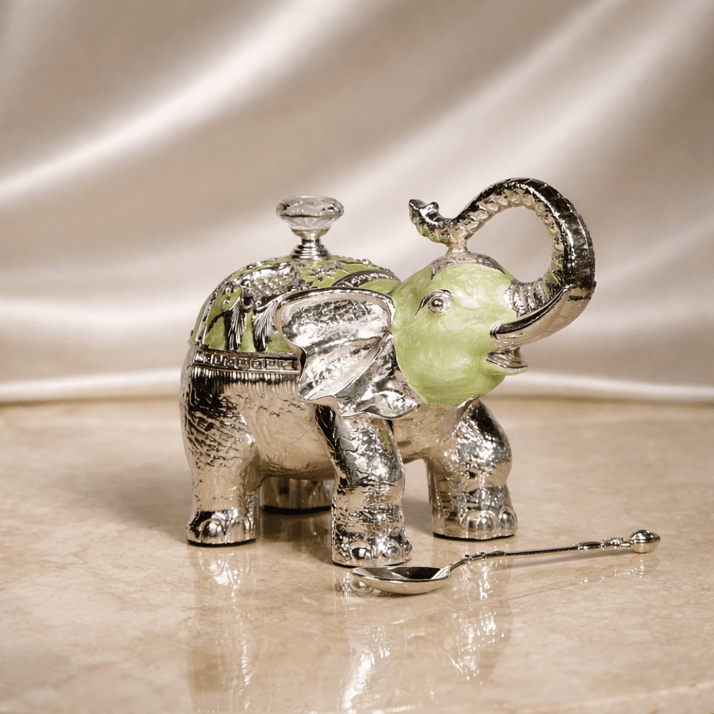 Royal Elephant Sugar Pot with Spoon (11 x 12 cm) - Daamaira Home and Living Ltd