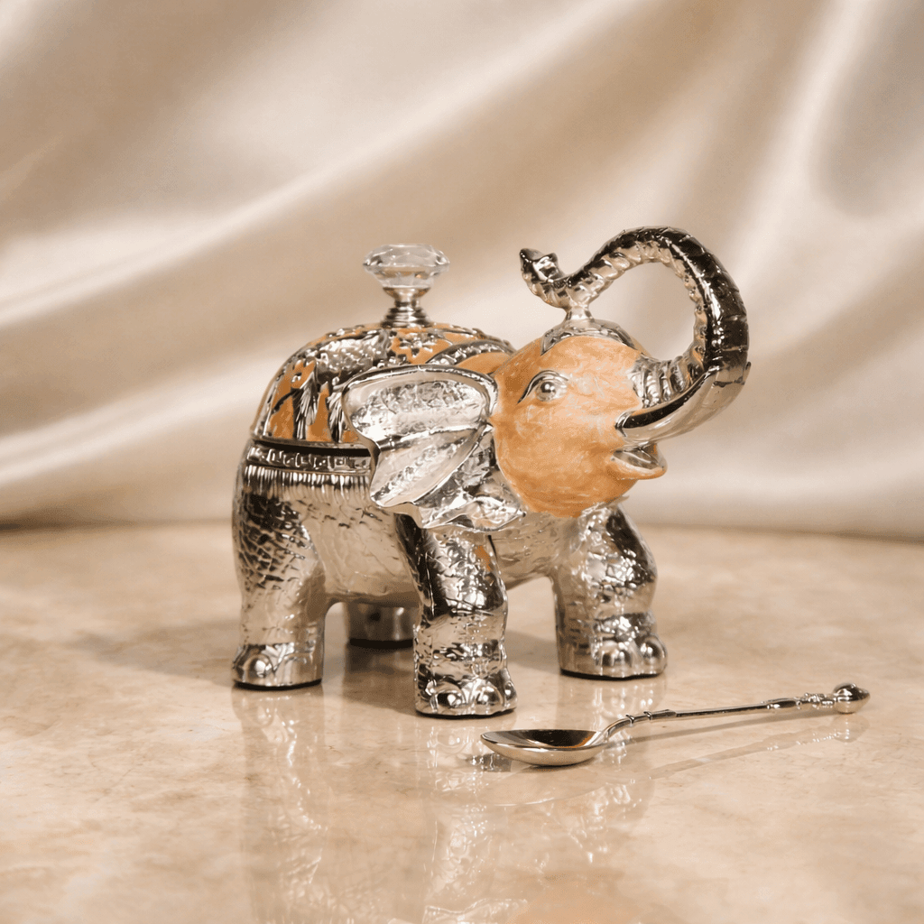 Royal Elephant Sugar Pot with Spoon (11 x 12 cm) - Daamaira Home and Living Ltd