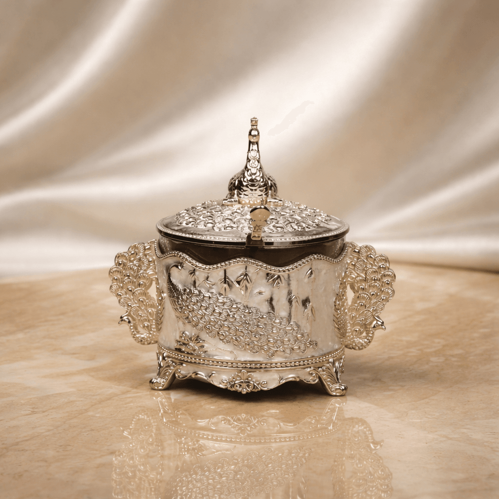 Royal Peacock Sugar Pot with Lid (11 x 12 cm) - Daamaira Home and Living Ltd