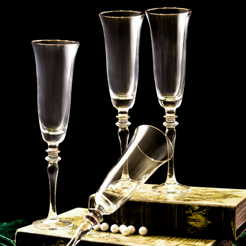 Drinking Glasses Royale Set Of 4 Champagne Flutes with Gift Box - Daamaira Home and Living Ltd