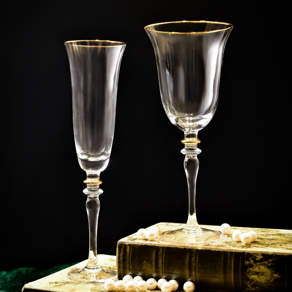 Drinking Glasses Royale Set Of 4 Champagne Flutes with Gift Box - Daamaira Home and Living Ltd
