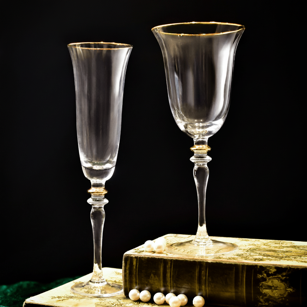 Drinking Glasses Royale Set Of 4 Champagne Flutes with Gift Box - Daamaira Home and Living Ltd
