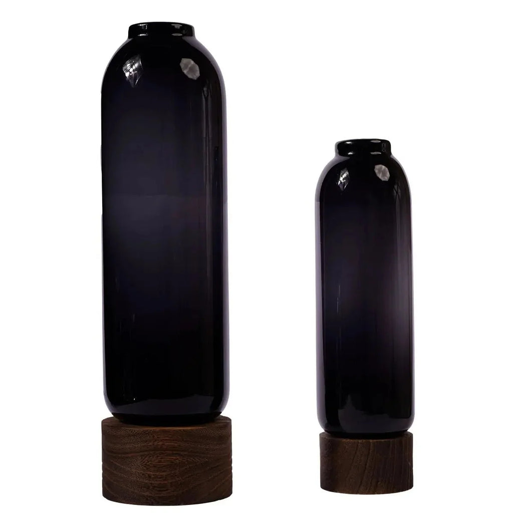 Vases Saint Flower Vase With Wooden Base - Daamaira Home and Living Ltd