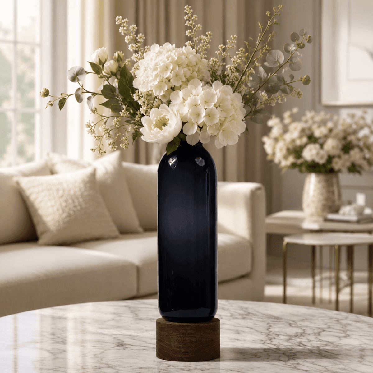 Vases Saint Flower Vase With Wooden Base - Daamaira Home and Living Ltd