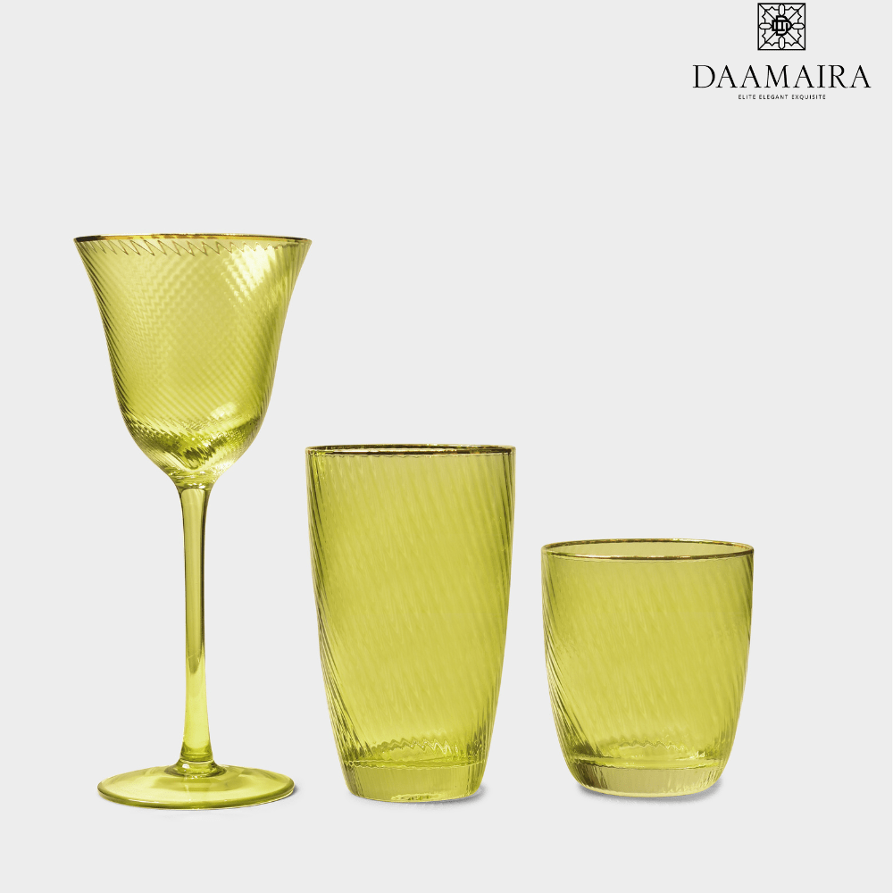 Drinking Glasses Shade Set Of 4 High Ball Glasses Green Hues - Daamaira Home and Living Ltd
