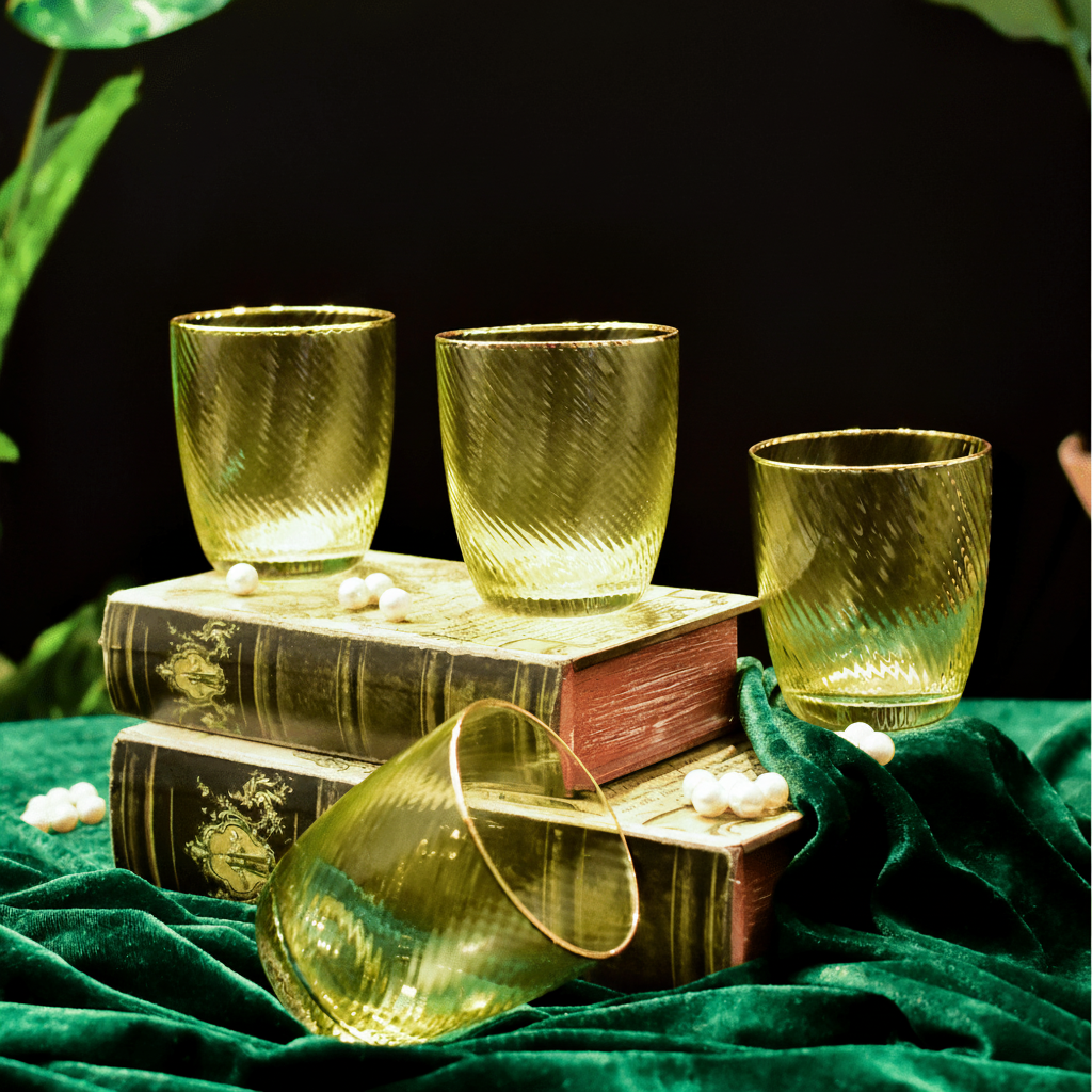 Drinking Glasses Shade Set Of 4 Whiskey Glasses - Daamaira Home and Living Ltd