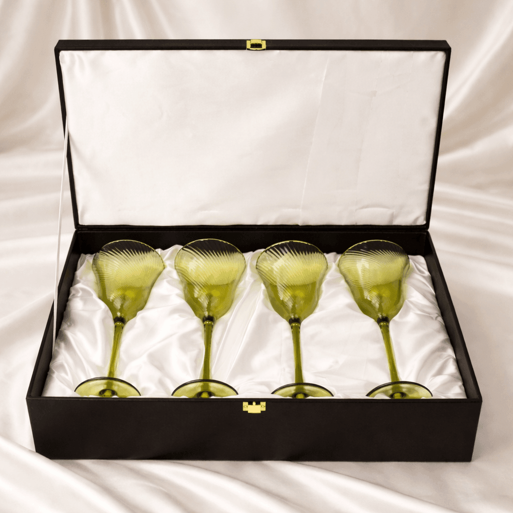 Drinking Glasses Shade Set Of 4 Wine Glasses Green Hues with Gift Box - Daamaira Home and Living Ltd