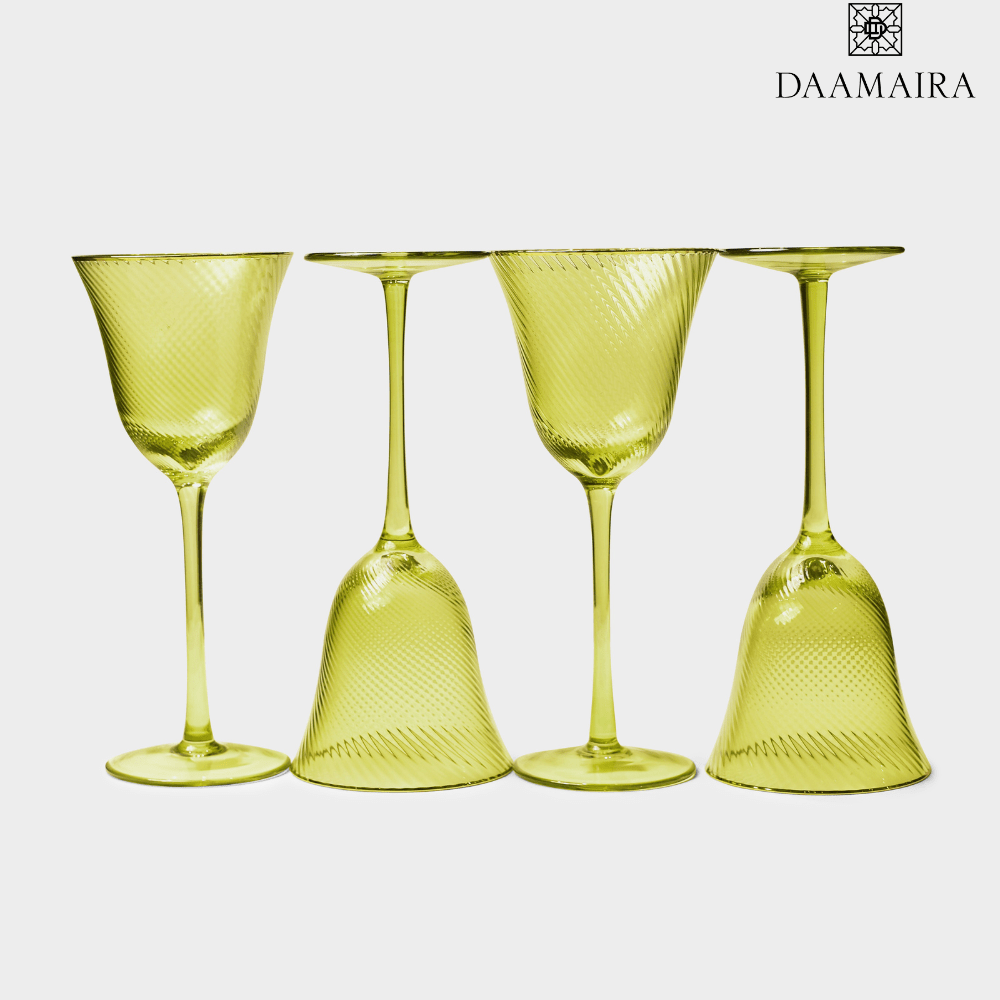 Drinking Glasses Shade Set Of 4 Wine Glasses Green Hues with Gift Box - Daamaira Home and Living Ltd