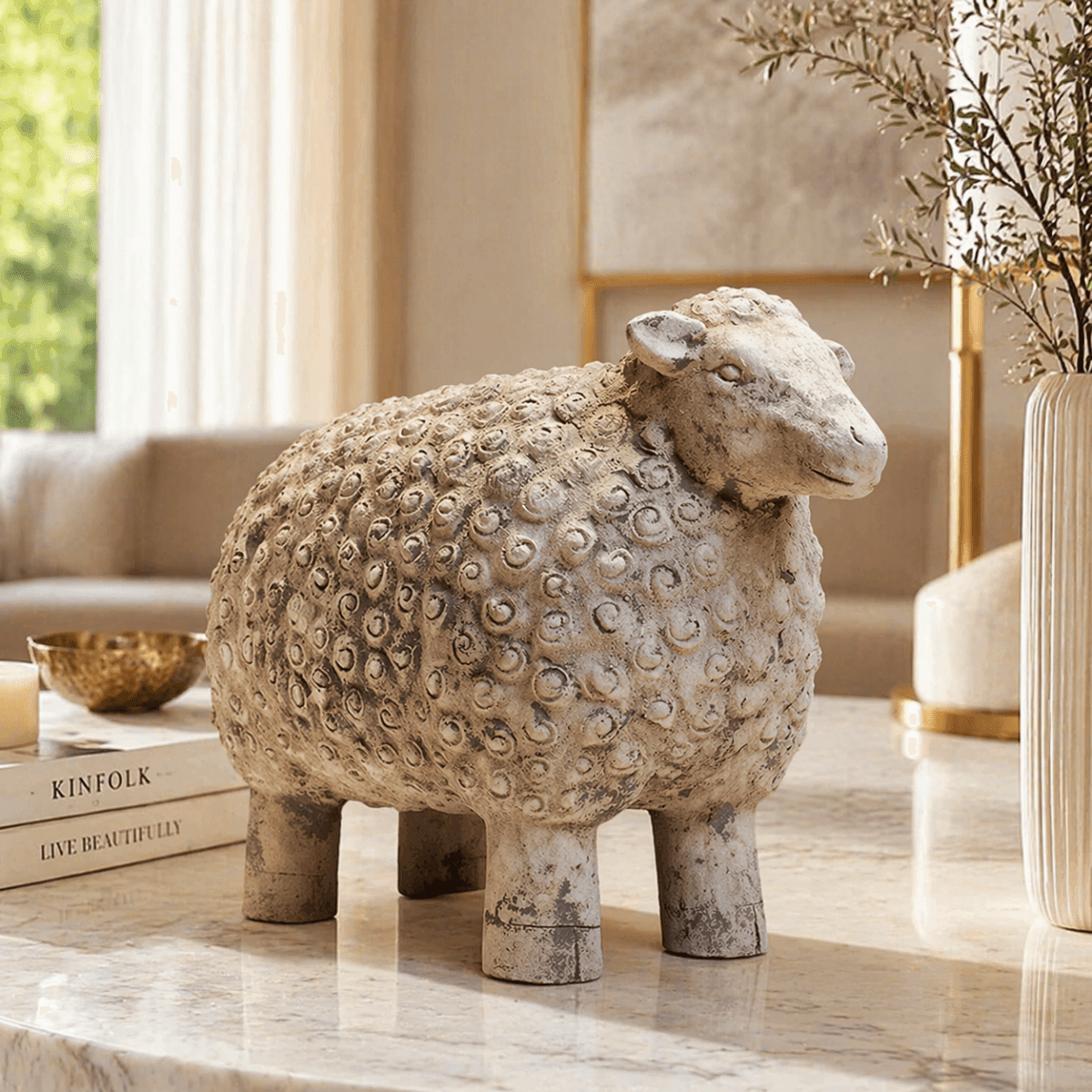 Sculptures & Figurines Sheep Figurine - Daamaira Home and Living Ltd
