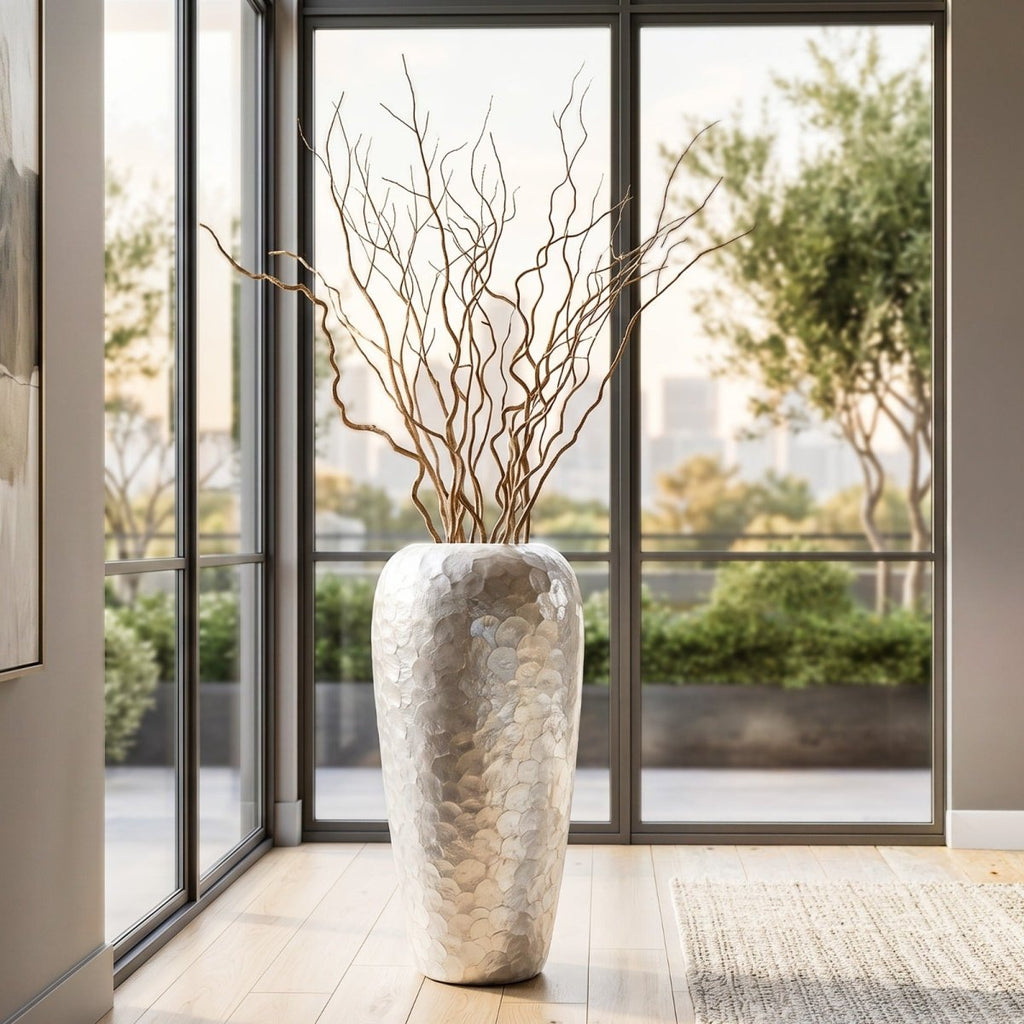 Silver Pearl Shell Planter - Large (63.5cm) - Daamaira Home and Living Ltd