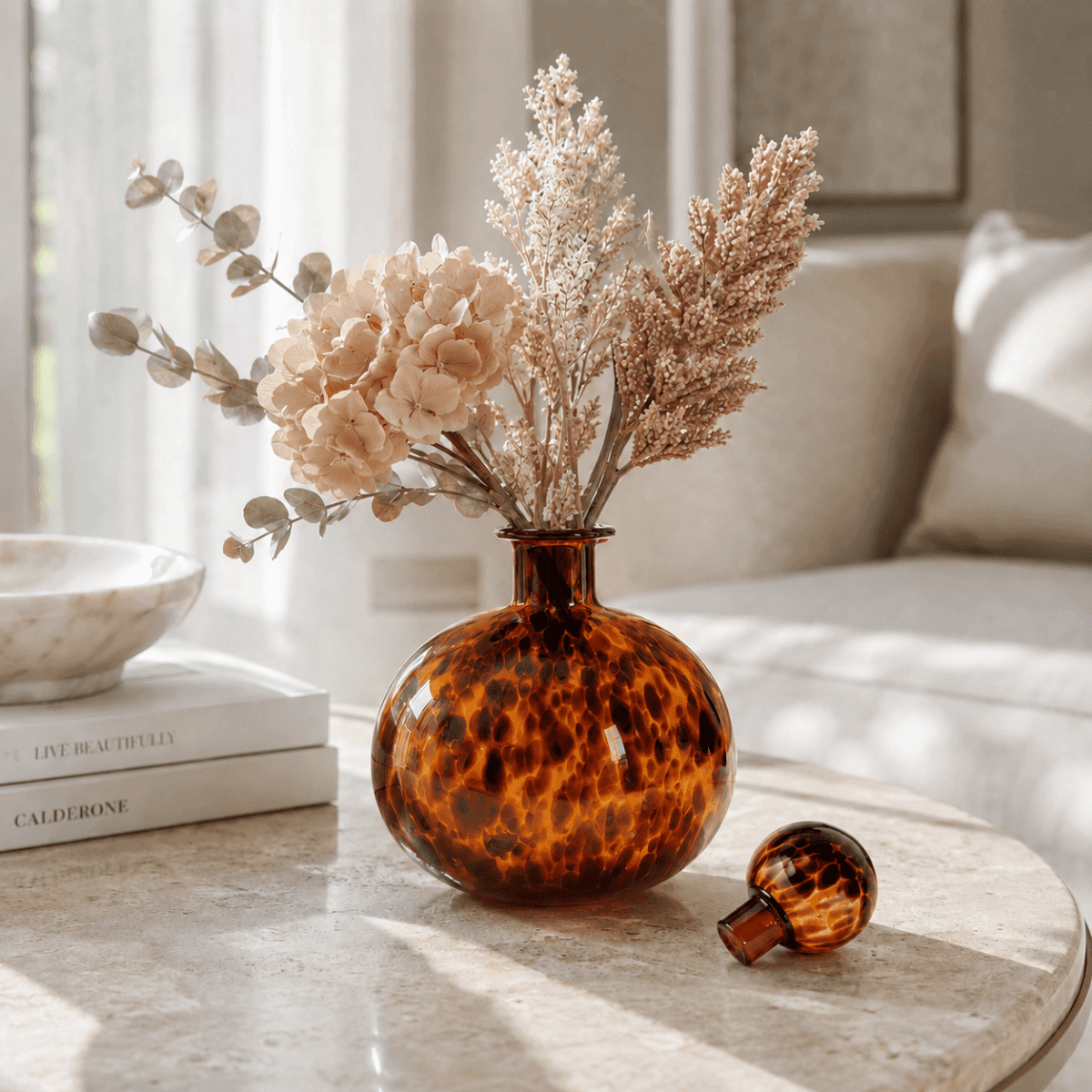 Vases Smoked Egyptian Round Flower Vase with Lid - Daamaira Home and Living Ltd