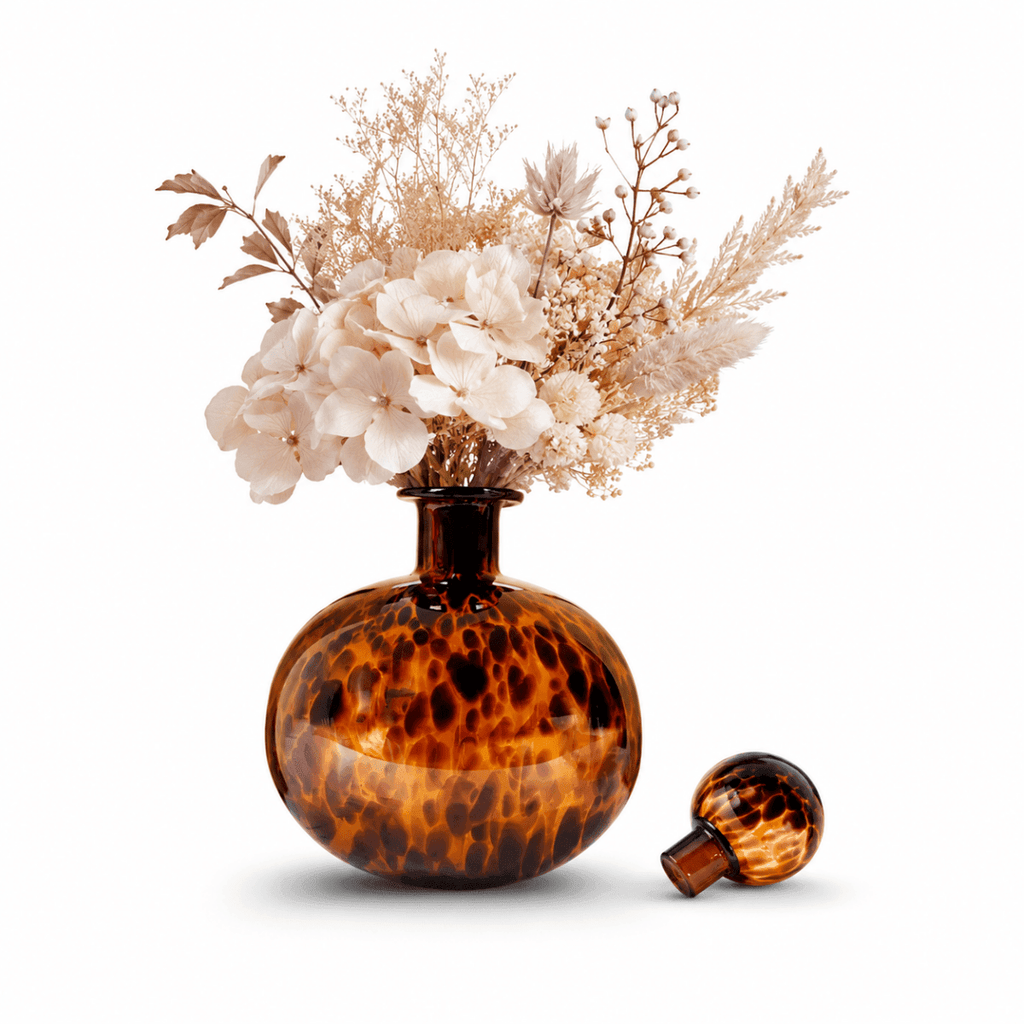 Vases Smoked Egyptian Round Flower Vase with Lid - Daamaira Home and Living Ltd