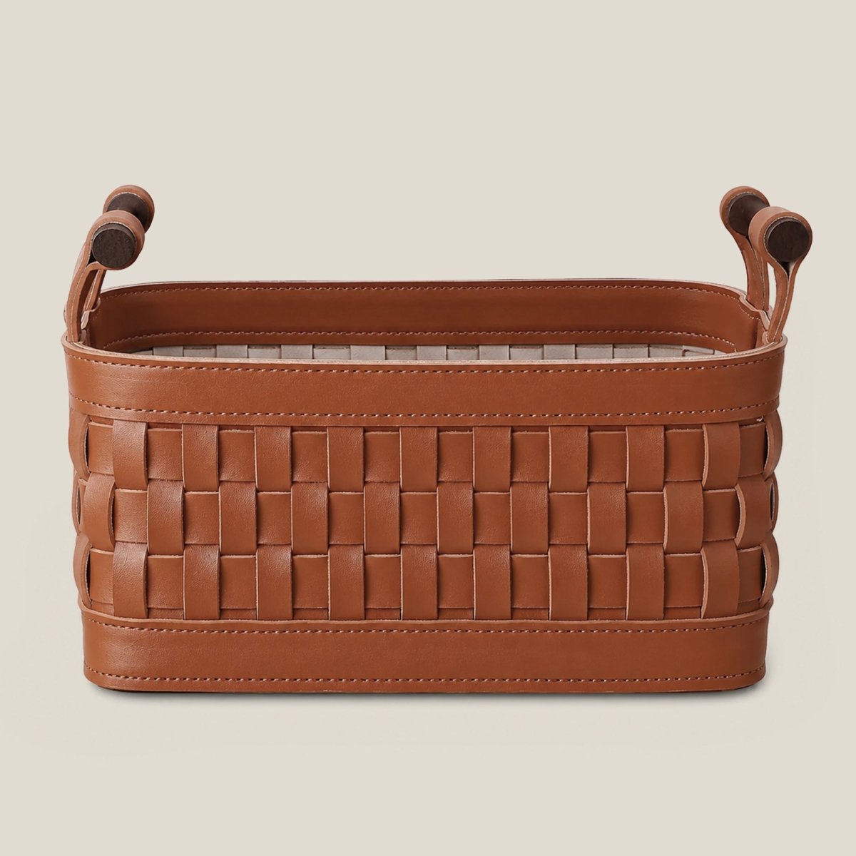 Wicker Storage Box Soiree Leather Basket - Brown - Daamaira Home and Living Ltd
