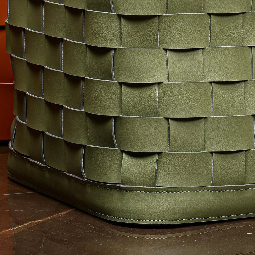 Wicker Storage Box Soiree Leather Basket - Green - Daamaira Home and Living Ltd