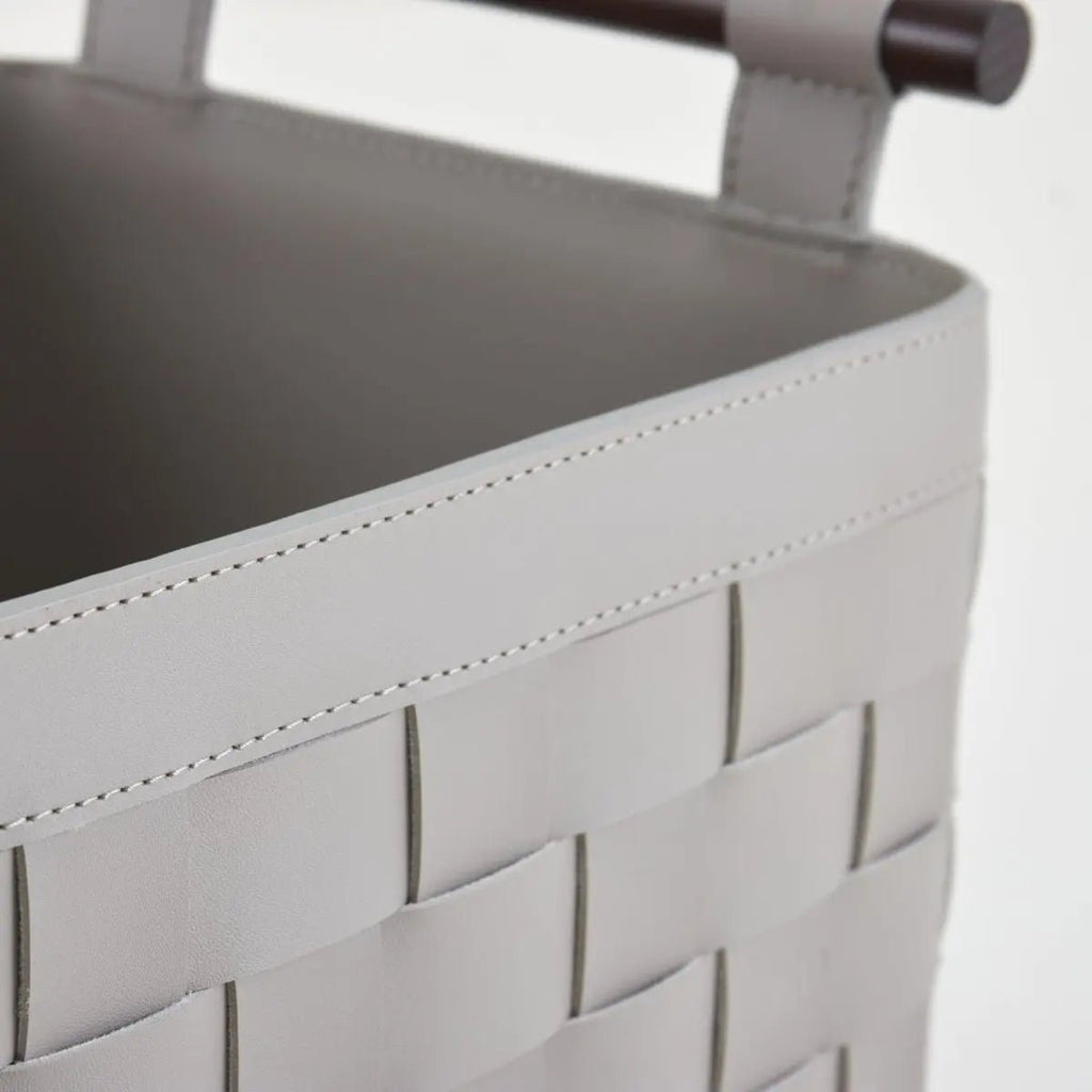 Wicker Storage Box Soiree Leather Basket - Grey - Daamaira Home and Living Ltd