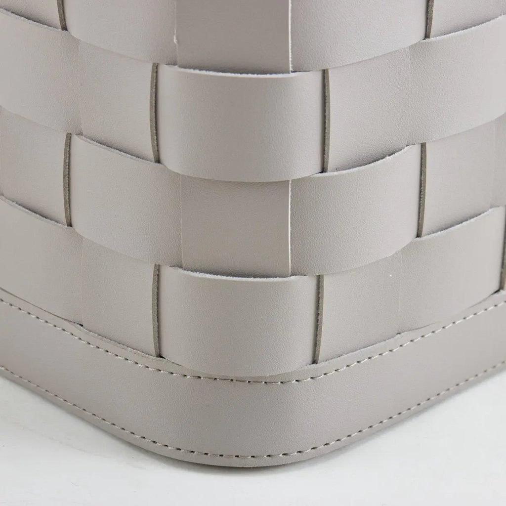 Wicker Storage Box Soiree Leather Basket - Grey - Daamaira Home and Living Ltd