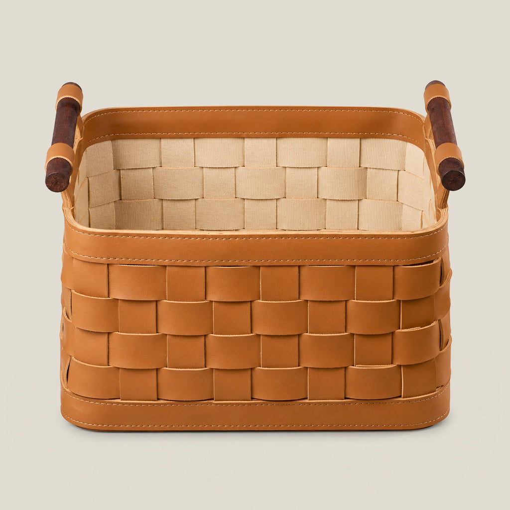 Soiree Leather Basket - Brown Large