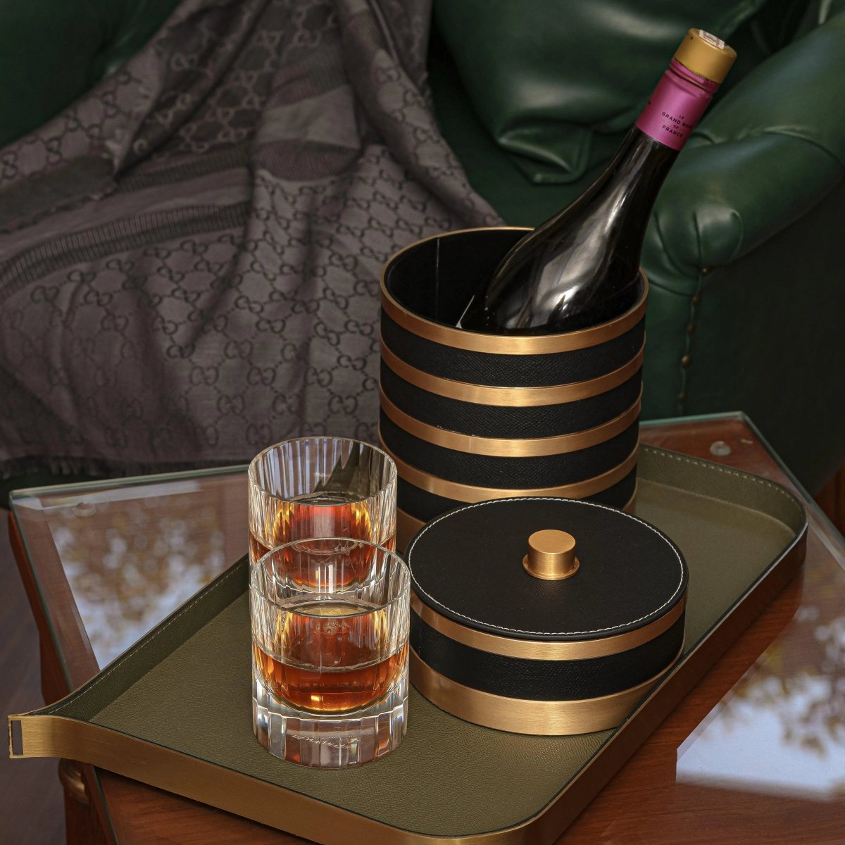 Bar accessories The Everyday Storage Box - Black & Antique Brass Large - Daamaira Home and Living Ltd